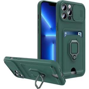 iPhone 14 Pro Kılıf Ipli Lens Sürgülü Yüzüklü Kartvizitli Silikon Zuma