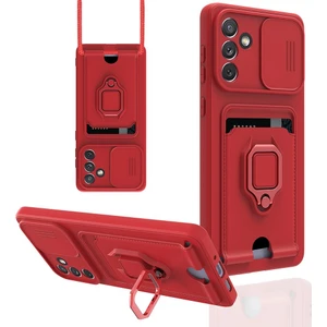 Samsung Galaxy A04S Kılıf Ipli Lens Sürgülü Yüzüklü Kartvizitli Silikon Zuma