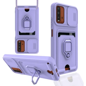 Xiaomi Poco M3 Kılıf Ipli Lens Sürgülü Yüzüklü Kartvizitli Silikon Zuma