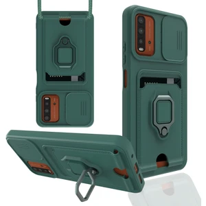 Xiaomi Redmi 9t Kılıf Ipli Lens Sürgülü Yüzüklü Kartvizitli Silikon Zuma