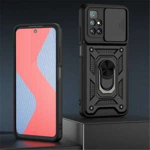 Xiaomi Redmi 10 Kılıf Lens Sürgülü Yüzüklü Tank Silikon Pars