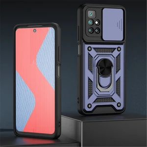 Xiaomi Redmi 10 Kılıf Lens Sürgülü Yüzüklü Tank Silikon Pars