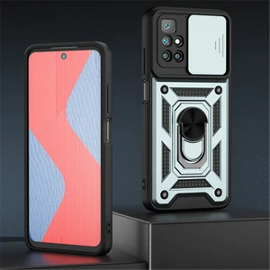Xiaomi Redmi 10 Kılıf Lens Sürgülü Yüzüklü Tank Silikon Pars