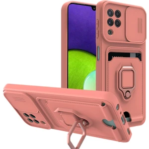 Samsung Galaxy M12 Kılıf Ipli Lens Sürgülü Yüzüklü Kartvizitli Silikon Zuma