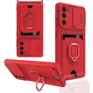 Samsung Galaxy S20 Fe Kılıf Ipli Lens Sürgülü Yüzüklü Kartvizitli Silikon Zuma