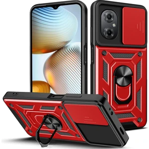 Xiaomi Poco M5 Kılıf Lens Sürgülü Yüzüklü Tank Silikon Pars