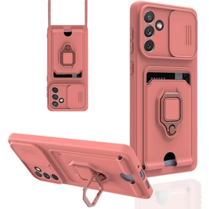 Samsung Galaxy A04S Kılıf Ipli Lens Sürgülü Yüzüklü Kartvizitli Silikon Zuma