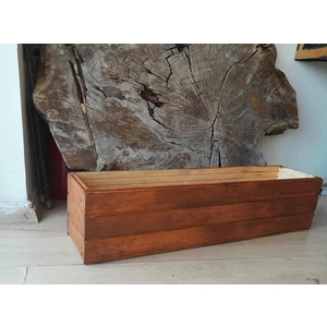 Botanik Bahçesi Doğal Ahşap Çam Lambiri Saksı 100*25*22 cm Fırınlanmış Yapay Bitki ve Ağaç Saksısı