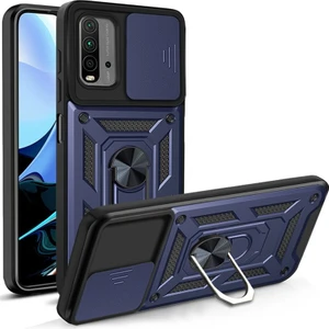 Xiaomi Poco M3 Kılıf Lens Sürgülü Yüzüklü Tank Silikon Pars