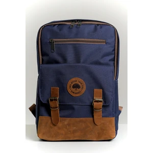 Unisex   Deri Detaylı Su Geçirmez 15.6 Inç Laptop Bölmeli Çok Gözlü Sırt Çantası