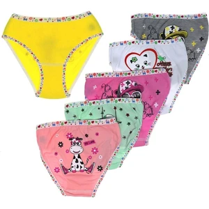 Kız Çocuk 12'lı Likralı Elastan Arkası Baskılı Bato Külot - Karışık Renk