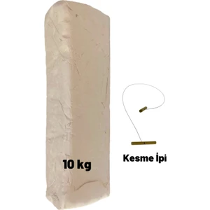 Beyaz Seramik Hamuru, Doğal Kil Çamuru, Oyun Hamuru, 10 Kg, Çamur Kesme Teli-Ipi