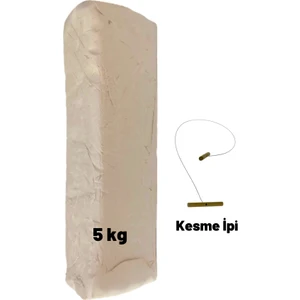 Beyaz Seramik Hamuru, Doğal Kil Çamuru, Oyun Hamuru, 5 Kg, Çamur Kesme Teli-Ipi