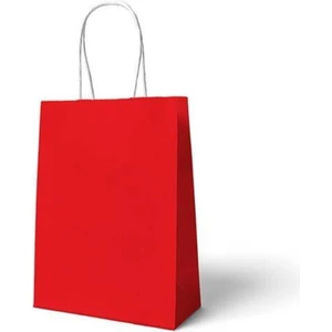 Ecen Plast Kırmızı Kraft Çanta 18X8X24 ( 50 Adet ) ( Kağıt Poşet Çanta )