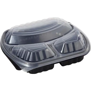 Ecen Plast Siyah Plastik 3 Gözlü Kap+Kapak - 50 Adetli Paket