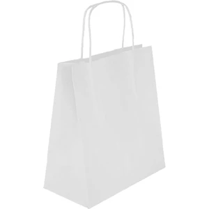 Ecen Plast Burgu Saplı Beyaz Kraft Çanta 25 Adet