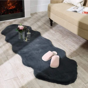 Napoli Home Yumuşak Tüylü Çiftkafa Tavşan Premium Kalite Post Peluş Halı Antrasit