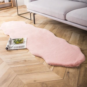 Napoli Home Yumuşak Tüylü Çiftkafa Tavşan Premium Kalite Post Peluş Halı Pembe