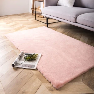 Napoli Home Yumuşak Tüylü Düz Kesim Tavşan Premium Kalite Post Peluş Halı Pembe