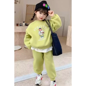 Amor Man Özel Tasarım Cookıng Soul Baskılı Yuvarlak Yaka %100 Pamuk Kışlık Kız Çocuk  Eşofman  Takımı