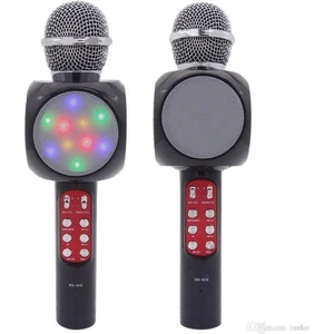 WS-1816 LED Işıklı Karaoke Mikrofon, Bluetooth Hoparlör Mp3;