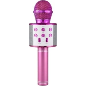 WS-858 Usb-Aux-Sd Kart Girişli Wireless Bluetooth Karaoke Mikrofon - Pembe