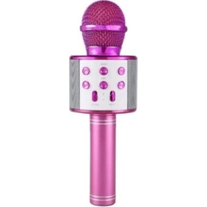 Karaoke Mikrofon Dahili Hoparlörlü USB Flash Destekli WS-858 Pembe