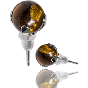 Tesbih Atölyesi Sertifikalı Doğal Kaplan Gözü Taşı Nokta Doğal Taş Küpe