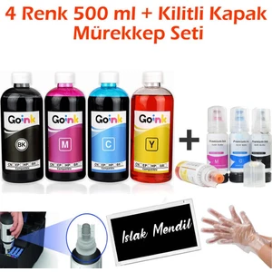 Epson L3151 4X500 ml Mürekkep + Kilitli Kapak Mürekkep Seti (Muadil)