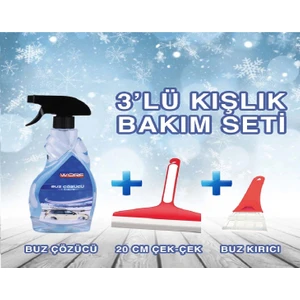 Wörf Buz Çözücü Sprey & Buz Kazıyıcı & Çekçek 3'lü Kışlık Oto Seti