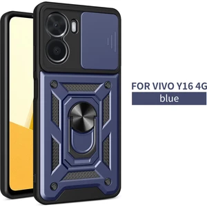 Vivo Y16 Kılıf Lens Sürgülü Yüzüklü Tank Silikon Pars
