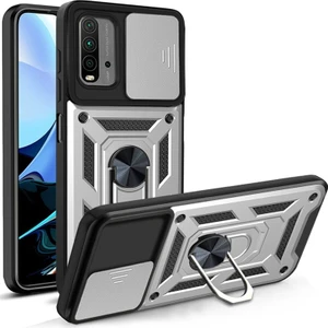 Xiaomi Poco M3 Kılıf Lens Sürgülü Yüzüklü Tank Silikon Pars