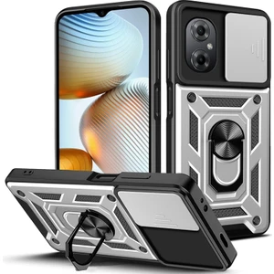 Xiaomi Poco M5 Kılıf Lens Sürgülü Yüzüklü Tank Silikon Pars