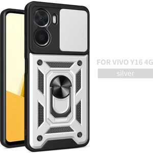 Vivo Y16 Kılıf Lens Sürgülü Yüzüklü Tank Silikon Pars