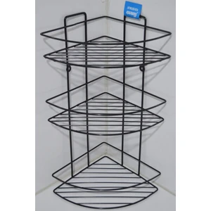 Filamento Paslanmaz Üçlü 300X230X500 Banyo Köşe Çelik Siyah Rafı Şampuanlık Köşelik