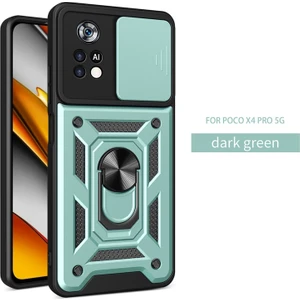 Xiaomi Poco X4 Pro 5g Kılıf Lens Sürgülü Yüzüklü Tank Silikon Pars