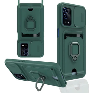 Oppo A16 Kılıf Ipli Lens Sürgülü Yüzüklü Kartvizitli Silikon Zuma