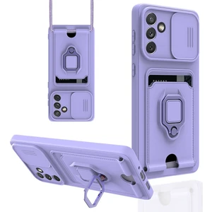 Samsung Galaxy A04S Kılıf Ipli Lens Sürgülü Yüzüklü Kartvizitli Silikon Zuma