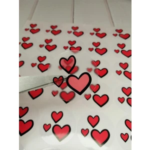 Kalp Sticker Etiket Şeffaf 4 cm 70 Adet
