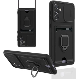 M.TK Moveteck Samsung Galaxy A04S Uyumlu Kılıf Kamera Korumalı Kızak Lens Yüzüklü Kartvizitli Zuma Silikon
