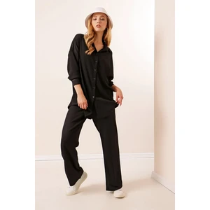 Kadın Siyah Oversize Alt-Üst Ikili Örme Takım HZL23W-BD158581