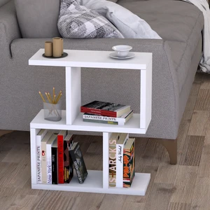 Kitaplıklı Yan Sehpa Beyaz