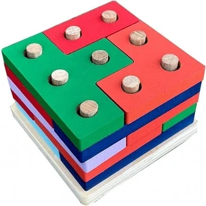Eğitici Ahşap Oyuncak Blok Tetris Yerleştirme Oyunu Russian Box
