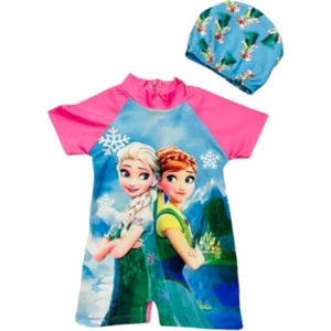 Lolli Boom Kids Kız Çocuk Karlar Ülkesi Tema Kısa Kol Şortlu Mayo Hassas Ten Tam Vücut Bone Hediyeli - Surfers 2022