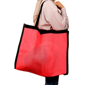 Juzk Solutions Unisex Fosforlu Pembe File Alışveriş Plaj Çantası