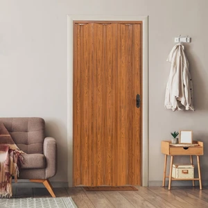 Faran Dekorasyon 115 x  215 Ceviz Renk Camsız Pvc Akordiyon Katlanır Kapı - Frnakmodel-20