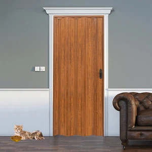 Faran Dekorasyon 72 x  230 Ceviz Renk Camsız Pvc Akordiyon Katlanır Kapı - Frnakmodel-110