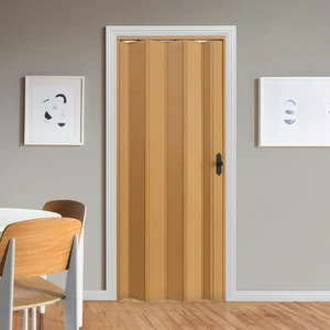 Faran Dekorasyon 115 x  230 Meşe Renk Camsız Pvc Akordiyon Katlanır Kapı - Frnakmodel-124