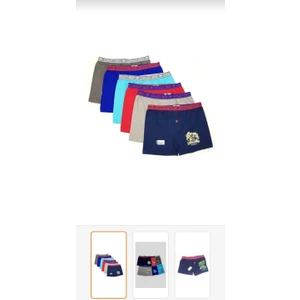0253 Desenli Erkek Çocuk Likralı Boxer Şort 6 Lı