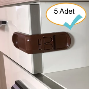 Çift Butonlu Çekmece Kilidi Kahverengi (5 Adet)